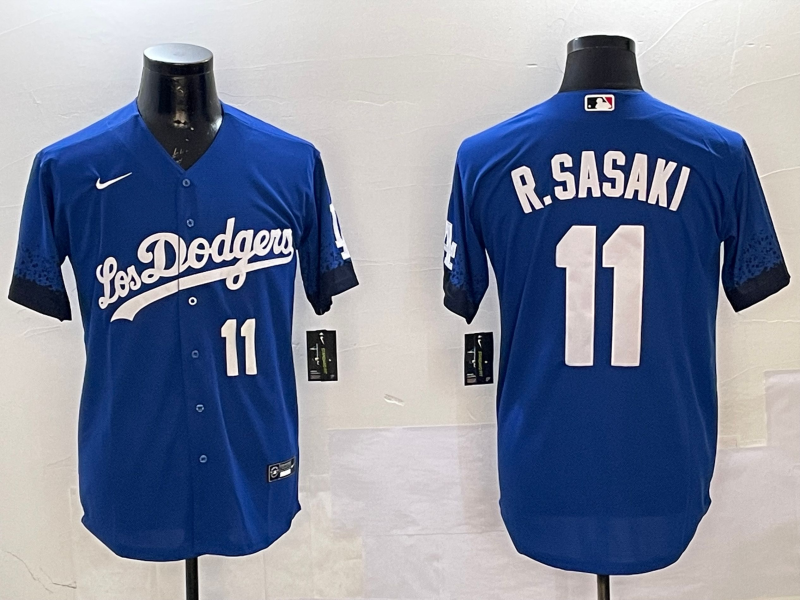 Men Los Angeles Dodgers #11 R Sasaki blue 2025 MLB nike jersey style 10